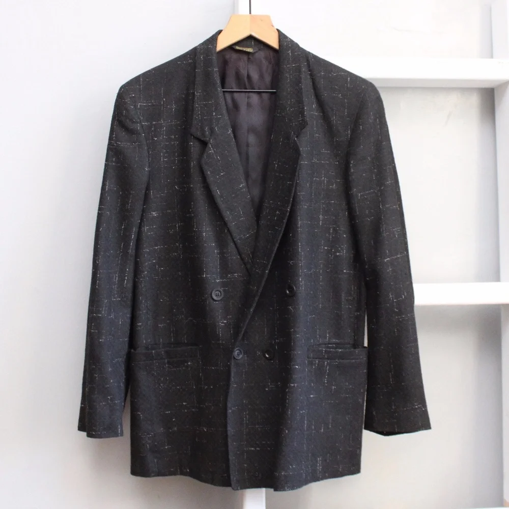 Christian Dior Vintage Jeune Homme Sportif Black Tweed Breasted Blazer Size S - Picture 1 of 6